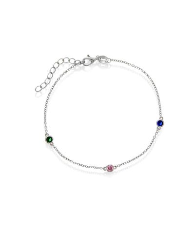 Ankelkjede i sølv med zirkonia 20 cm