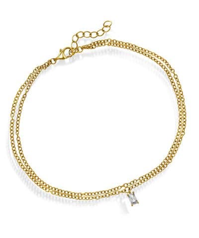 Ankelkjede i forgylt sølv med zirkonia