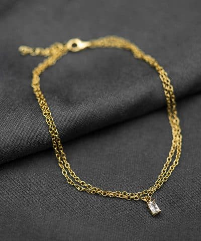 Alternative view of Ankelkjede i forgylt sølv med zirkonia