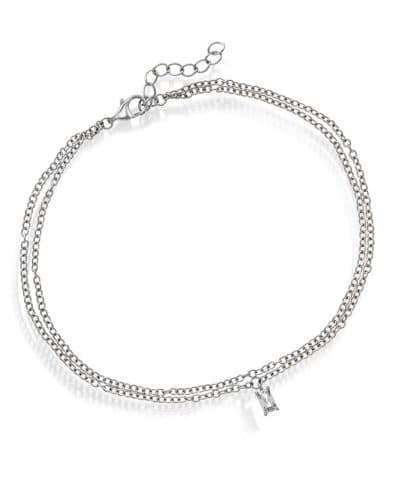 Ankelkjede i sølv med zirkonia