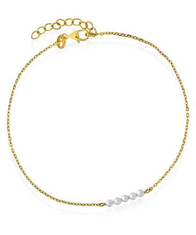 Ankelkjede i sølv 25 cm med perle