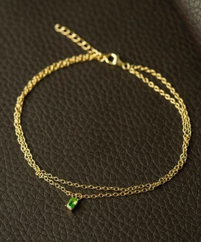 Alternative view of Ankelkjede i sølv med grønn zirkonia 25 cm