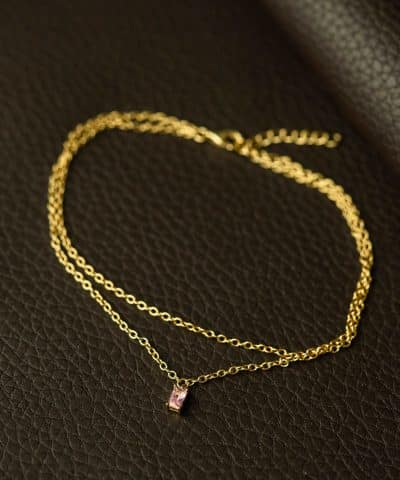 Alternative view of Ankelkjede i sølv med rosa zirkonia 25 cm