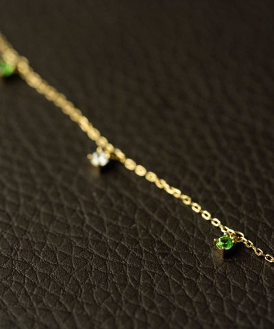 Ankelkjede i sølv med grønn og hvit zirkonia - Bilde 3