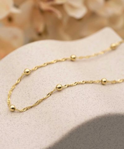 Alternative view of Singapore kjede i sølv med kuler 50 cm