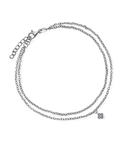 Ankelkjede i sølv med lys blå zirkonia