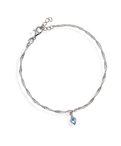 Ankelkjede i sølv med blå zirkonia hjert