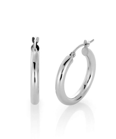 Klassiske Øreringer i Hvitt Gull 3x16mm