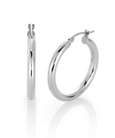 Klassiske Øreringer i Hvitt Gull 3x20mm