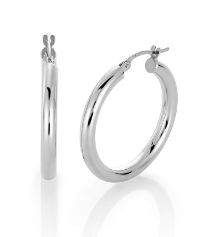 Klassiske Øreringer i Hvitt Gull 3x25mm