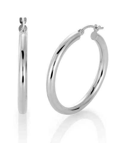 Klassiske Øreringer i Hvitt Gull 3x30mm