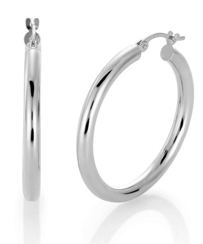 Klassiske Øreringer i Hvitt Gull 3x35mm