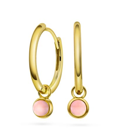 Ørering i sølv med rosa opal KJÆRLIGHET