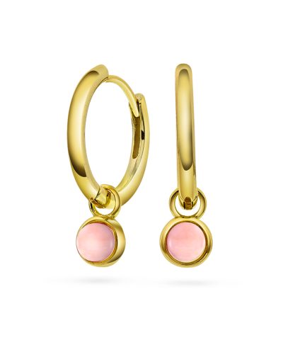 Ørering i sølv med rosa opal KJÆRLIGHET