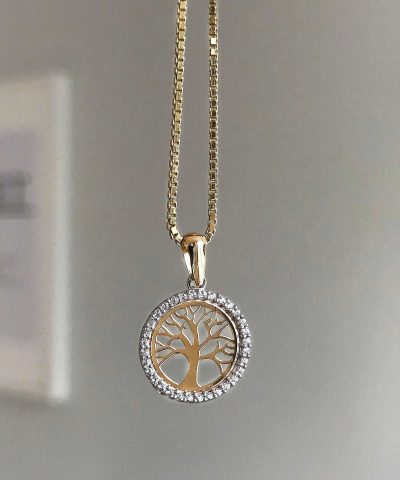 Alternative view of Pan Jewelry Anheng i gull med zirkonia livets tre