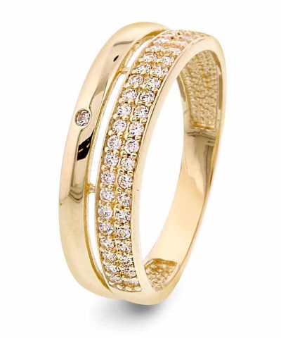 Pan Jewelry Ring i gull med zirkonia