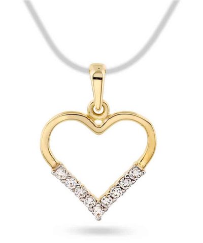 Pan Jewelry Anheng i gull med zirkonia hjerte 14mm