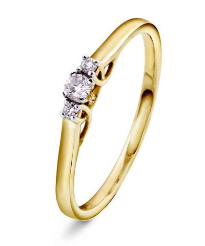 Emma Ring i Gultgull med Diamanter 0.08ct