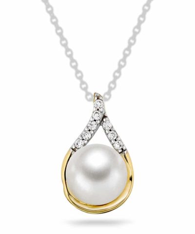 Pan Jewelry - Anheng i gull med kultivert fvp og zirk.