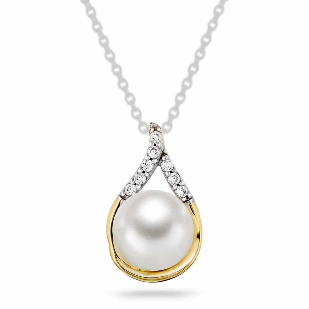 Pan Jewelry - Anheng i gull med kultivert fvp og zirk.