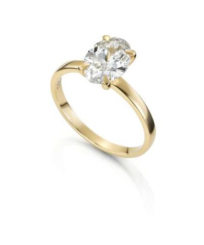 Ring i gult gull med oval diamant 0,50ct TWSI