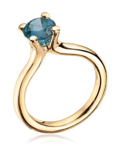 Lene Visholm ring med London blue topas i 14K gult gull