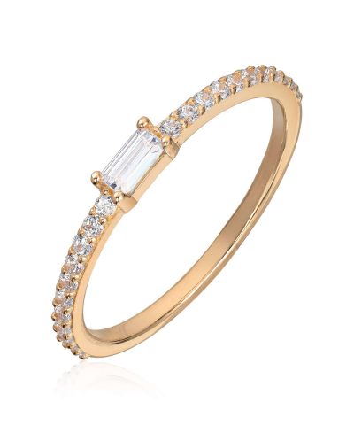 Ring i 14K gult gull med zirkoner