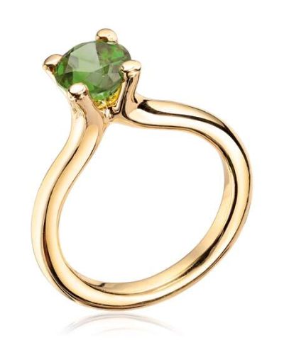Lene Visholm Ring grønn turmalin i 14K gult gull