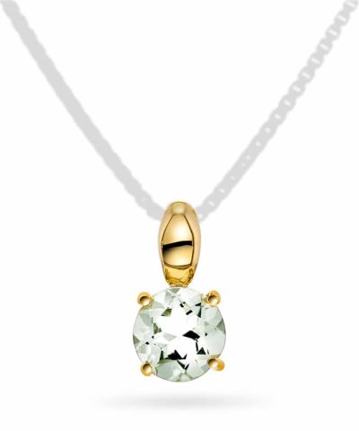 Pan Jewelry - Anheng i gull med grønn ametyst