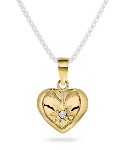 Pan Jewelry Anheng i gull med zirkonia hjerte