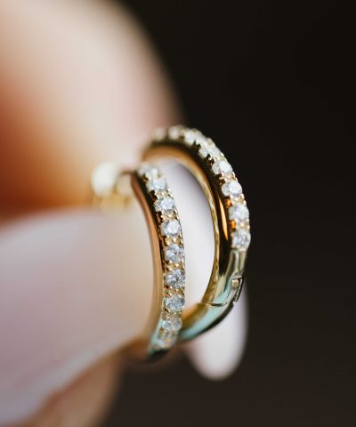 Alternative view of Pan Jewelry Øreringer i gull med zirkonia