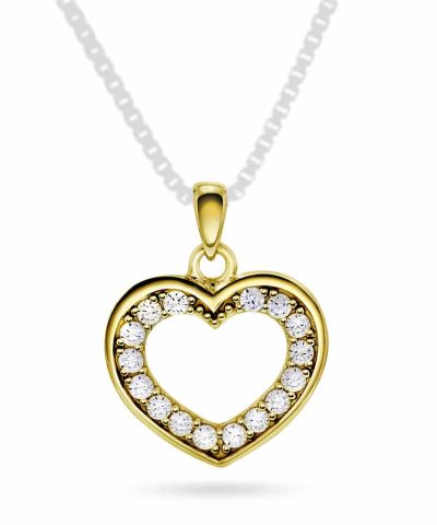 Pan Jewelry Anheng i gull med zirkonia hjerte