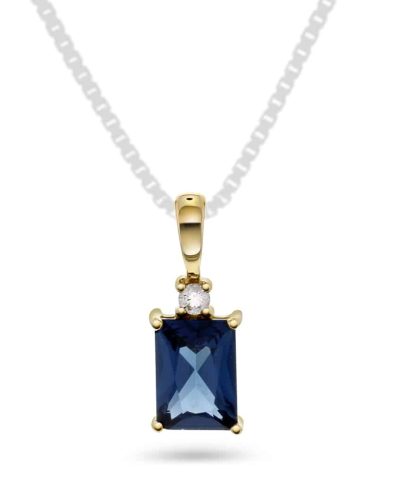 Pan Jewelry Anheng i gull med zirkonia og blå sten