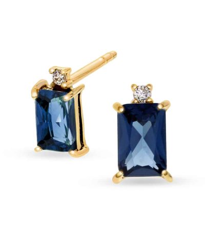 Pan Jewelry Øredobber gull med zirkonia og blå sten