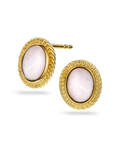 Pan Jewelry - Øredobber i gull med rosenquarts