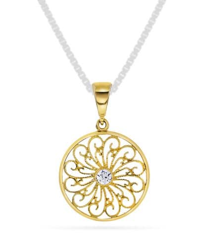 Pan Jewelry - Anheng i gull med zirkonia