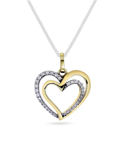 Pan Jewelry - Anheng i gull med zirkonia hjerte