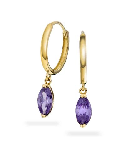 Øreringer i gull med zirkonia lilla