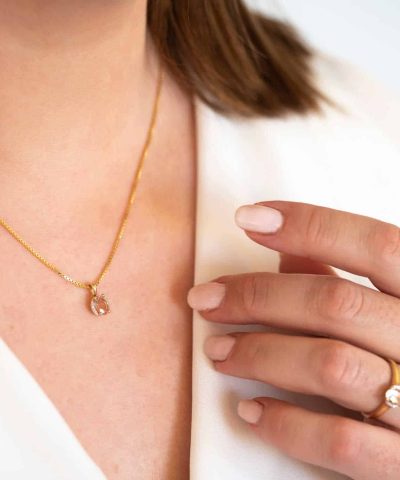 Alternative view of Anheng i gull med morganitt og diamanter 0,02 ct WP