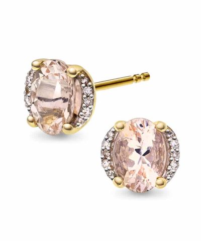 Øredobber i gull med morganitt og diamanter 0,03 ct