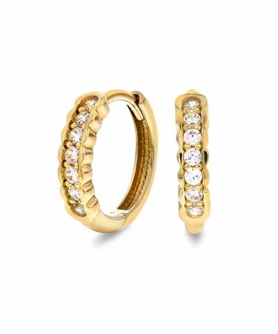 Øreringer i gull med zirkonia