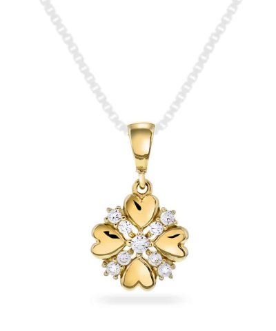 Anheng i gull med zirkonia hjerter