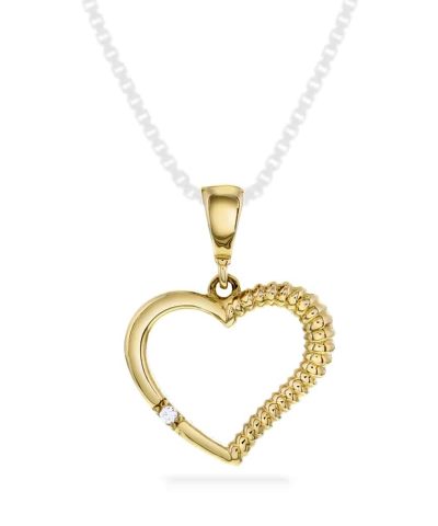 Anheng i gull med zirkonia hjerte