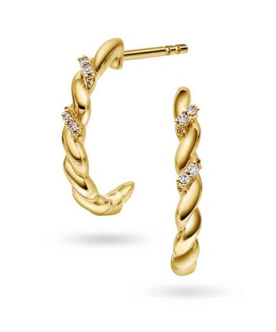 Øredobber i gull med diamanter 0,02ct WP