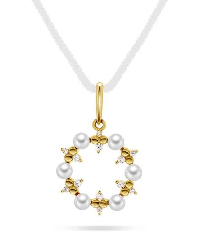 Anheng i gull med ferskvannsperler