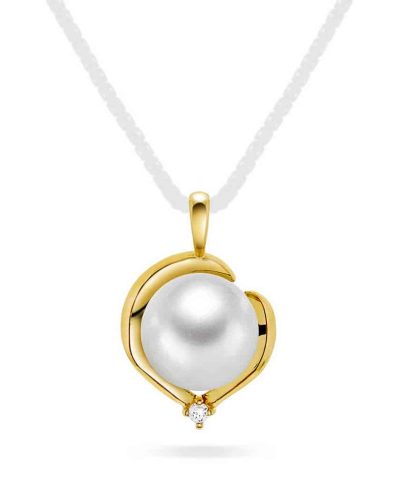 Anheng i gull med ferskvannsperle