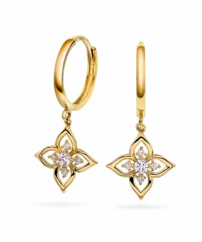 Øreringer i gull med zirkonia