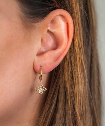 Alternative view of Øreringer i gull med zirkonia