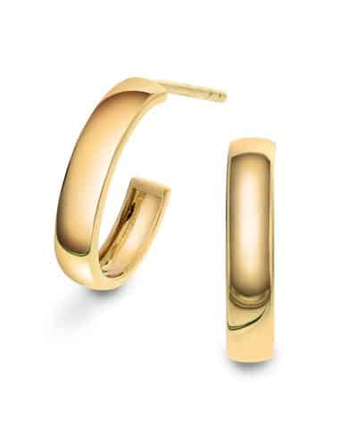 Pan Jewelry, Øredobber i 585 gult gull Tidløse og rette halv creoler i rent gull som er 15,5 mm i diameter. Creolene er 3,5 mm brede.Finnes også i mindre størrelse, 12,5 mm.