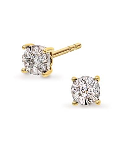 Øredobber i gull diamanter 0,13ct WSI